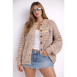Rainbow knit women's Chunky cardigan sweater size small